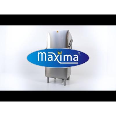 Maxima Průchozí myčka nádobí - 50x50cm - s odtokem, pomocným oplachem a mýdlovými čerpadly - 400V |  09240080